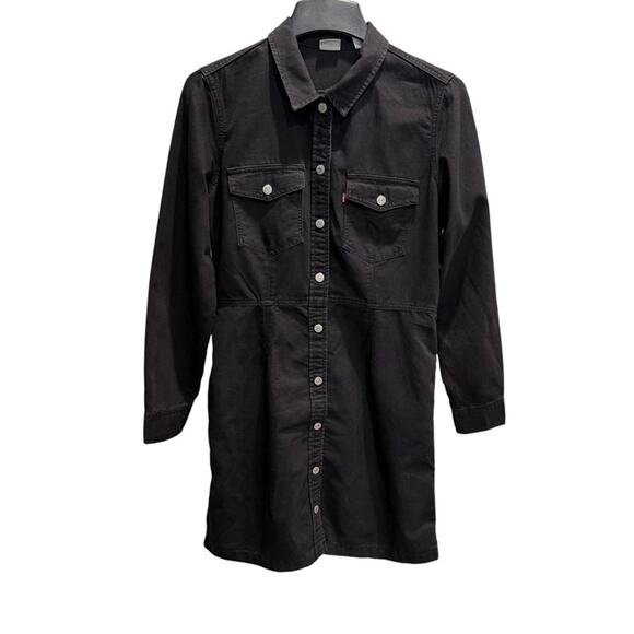 Levi's Ellie Denim Black Button-Up Shirt Dress Size Large - Picture 1 of 5